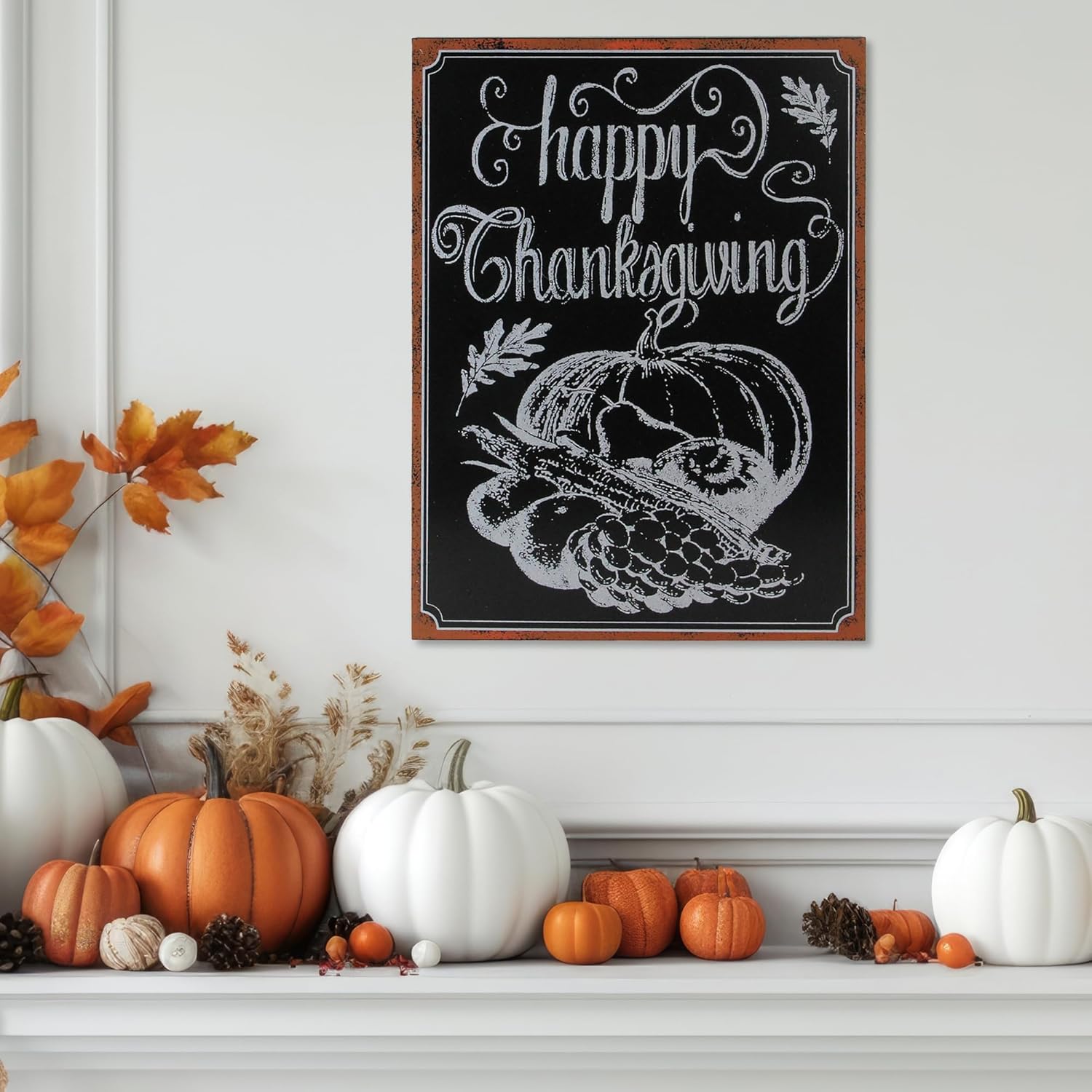 NORTHLIGHT 14" Holiday Inspired Framed Happy Thanksgiving Chalkboard Wall Art