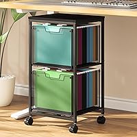 Shengbaomaoyi Rolling File Cart with 2 Mesh Drawers, Mobile Filing Cabinet on Wheels, Under Desk Printer Stand for Home Office - Black