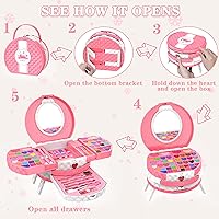 Vista 5 de Kit de maquillaje para niños para niña, juego de maquillaje lavable de 66 piezas para niñas pequeñas, juego de cosméticos, juguete de maquillaje