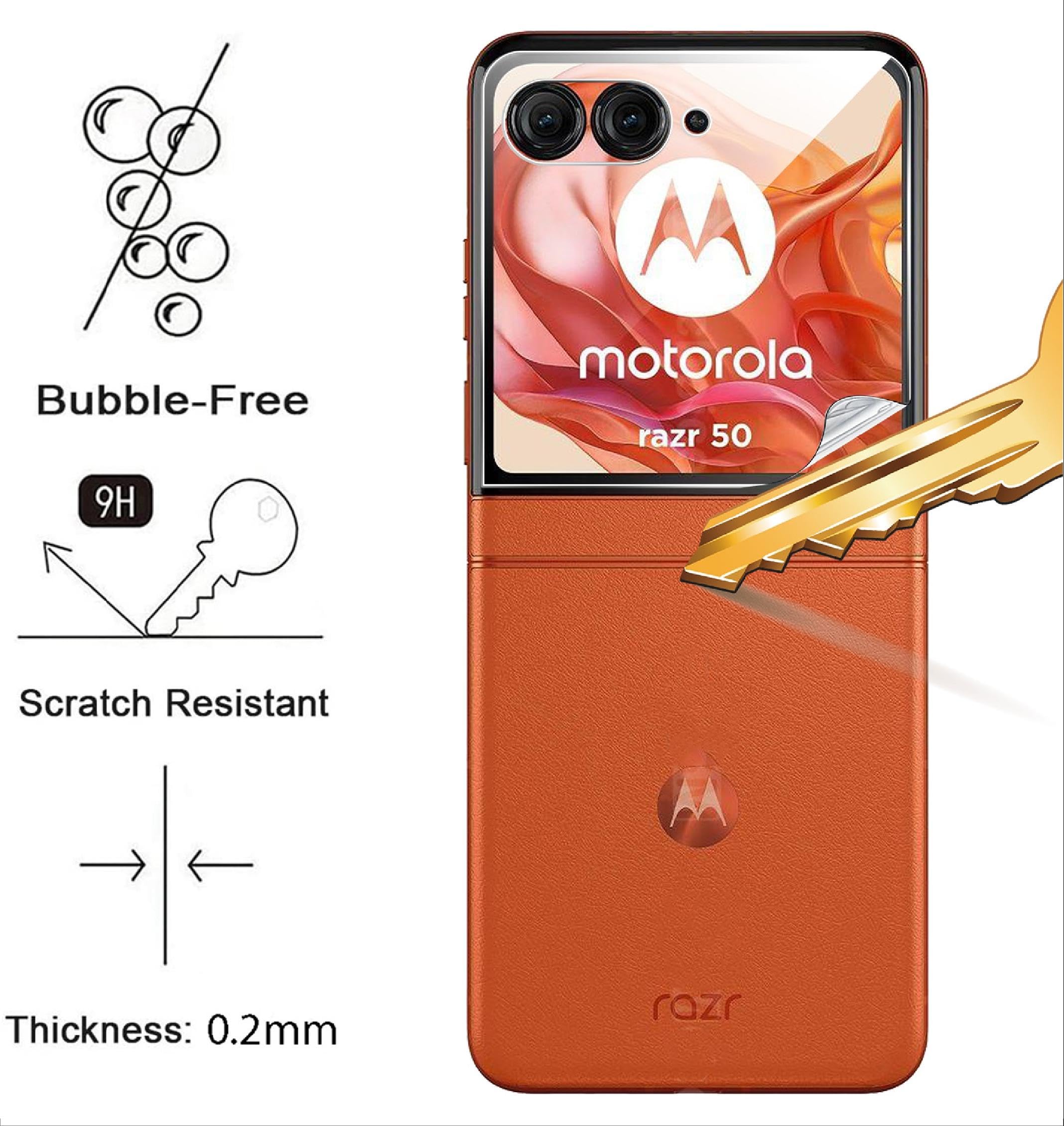 GIOPUEY [3 Pack Protector Trasero Compatible Con Motorola RAZR 60 Ultra/50 Ultra, TPU Flexible, Ultra Delgado, Inastillable, Funda Compatible, Resistente A Los Arañazos - Transparent