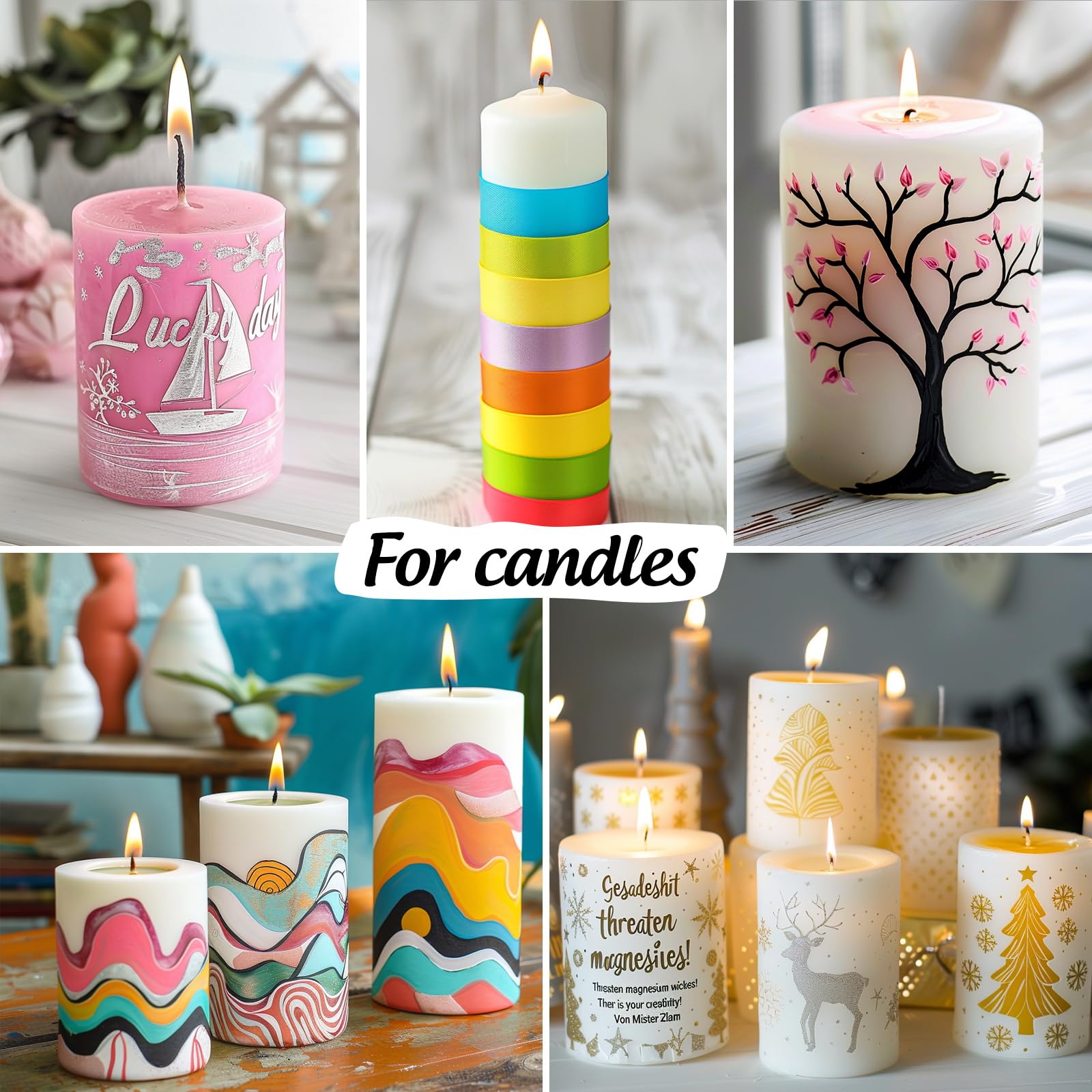 FansArriche Candle Paint, 20 x 15 ml Candle Wax Pen Set for Candle Making, Water-Based Candle Pen for Candle Painting and Decorating with Fine Painting Tip