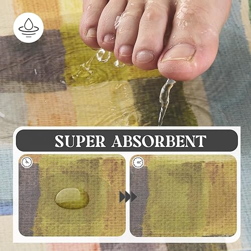 Miniatura 3 de MontVoo -Tapete de baño-Alfombras de baño delgadas antideslizantes para debajo de la puerta- Superficie de gamuza sintética absorbente, de secado