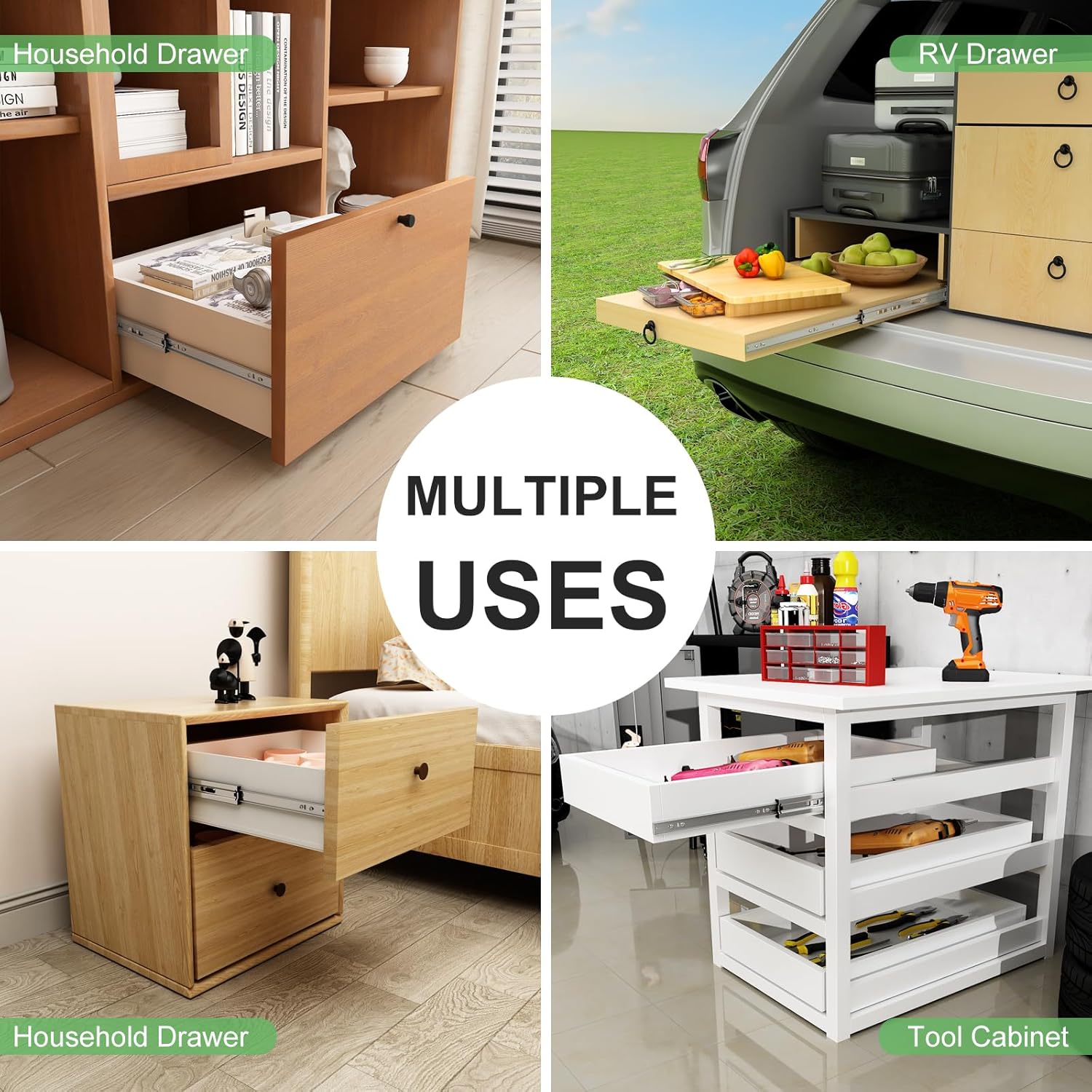 NECILO Heavy Duty Drawer Slides Without Lock, 150lb Capacity Full Extension Ball Bearing, 20 22 24 26 28 30 32 34 36 38 40 Inch Side Mount Metal Rails Track Guide, 1 Pair (Without Lock, 30 inch)