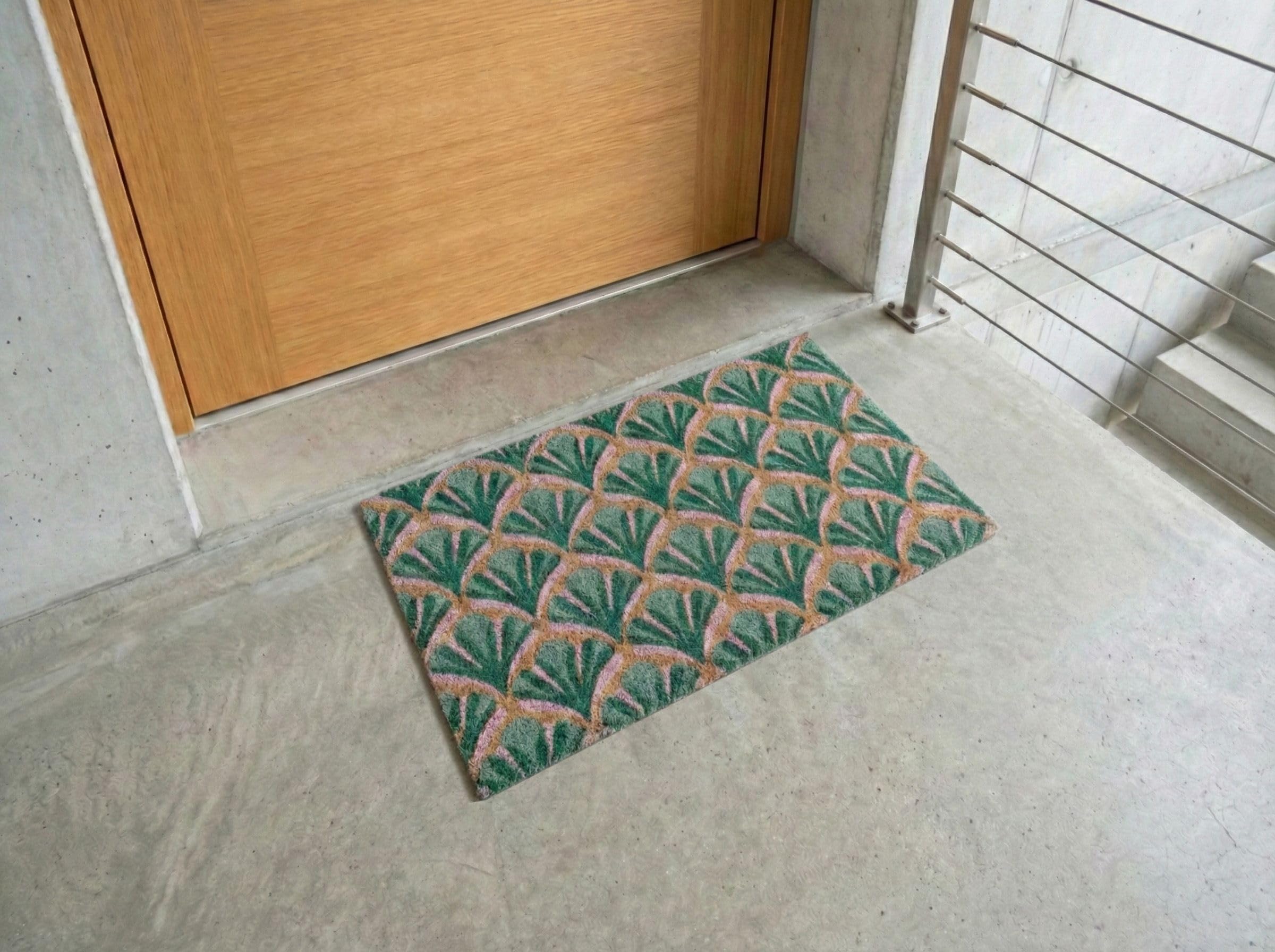 Beliani Paillasson en Fibre de Coco 40 x 60 cm Antidérapant Dessous en PVC Vert Tatalik