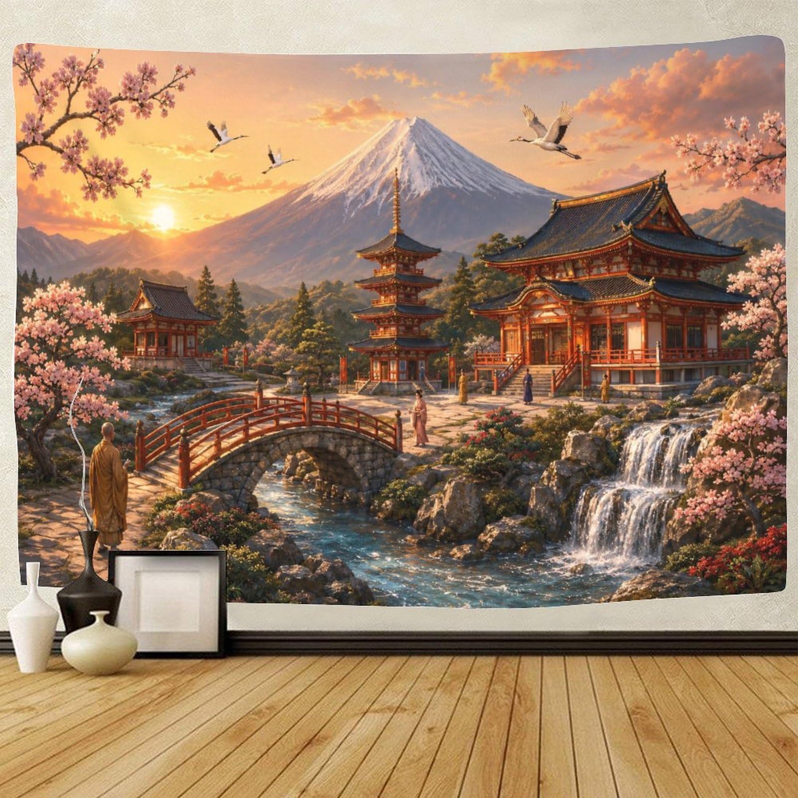 GPMNBCXZK Japanese Mount Fuji Landscape Wall Hanging Decor 3D Print Tapestry for Bedroom Tapestries Poster Curtain Bedroom College Dorm 100cmx150cm