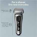 Braun Series 8 Electric Shaver for Men with Precision Long Hair Trimmer, Wet and Dry Electric Razor with Charging Stand and Travel Case, 8517s Galvano Silver