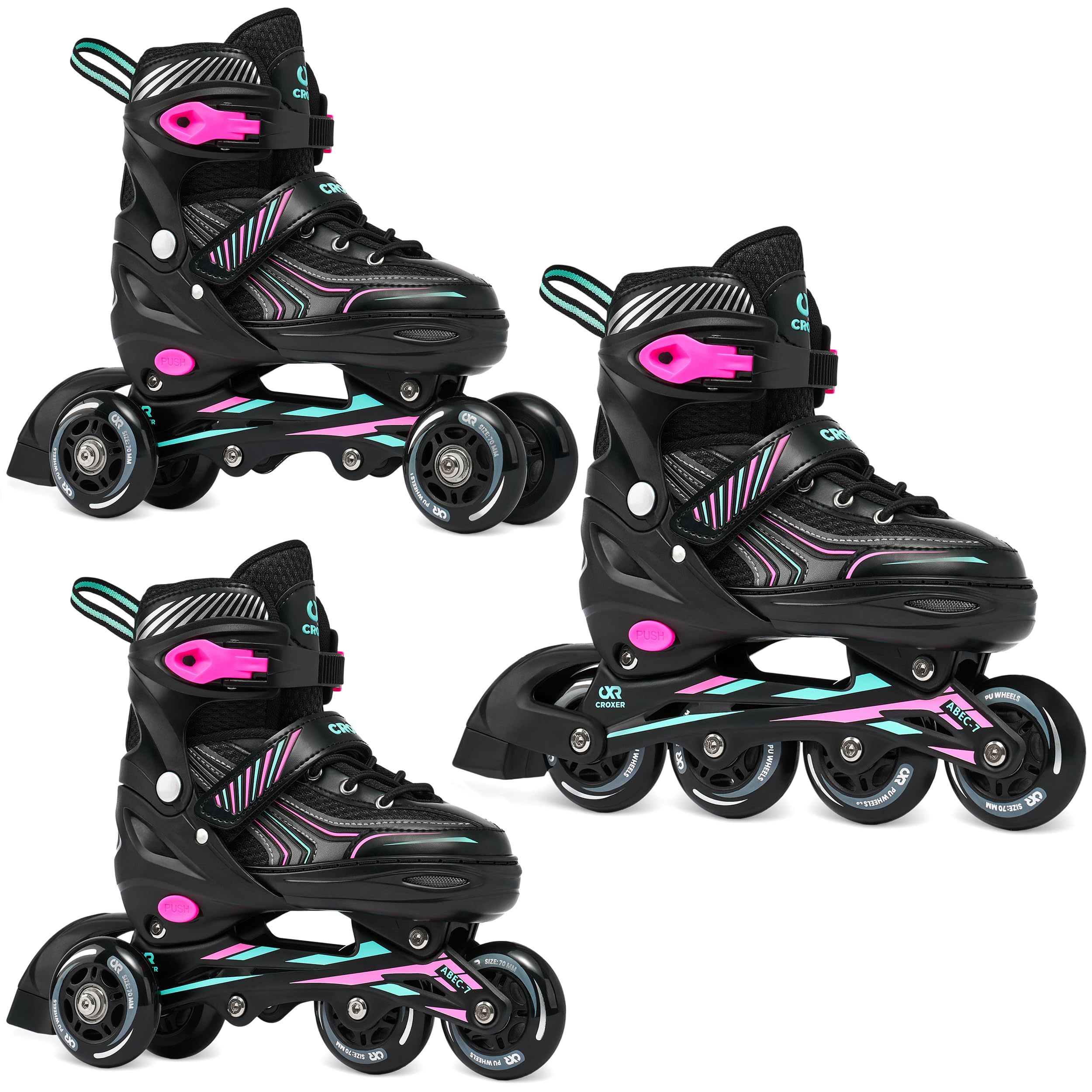 3in1 Inline Skates Inliner Triskates Rollschuhe Optima Black/Mint verstellbar