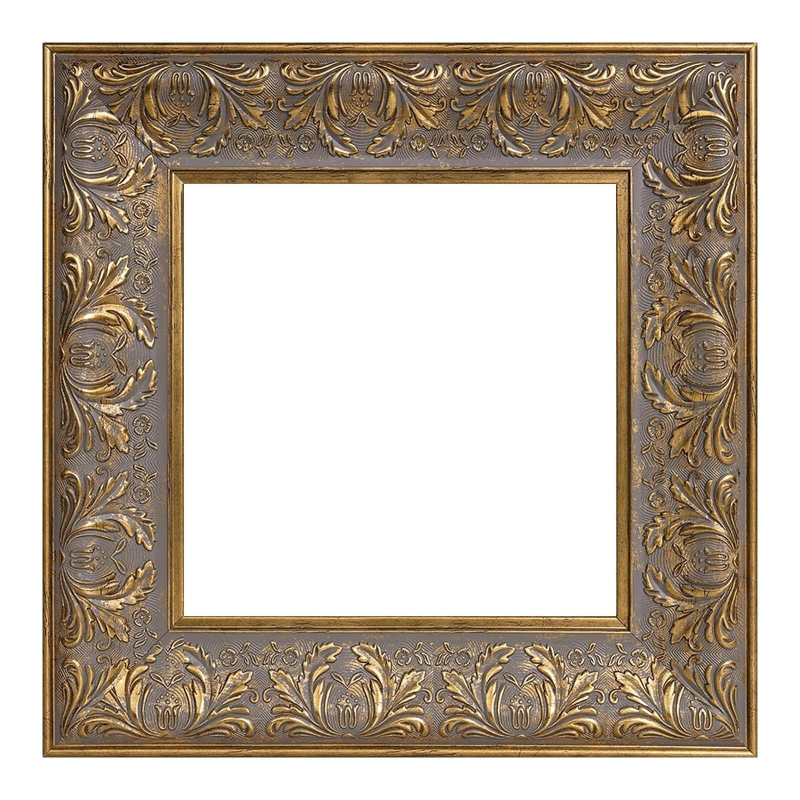 Cadre en toile dorée antique 20,3x20,3 cm en bois sculpté au charme baroque