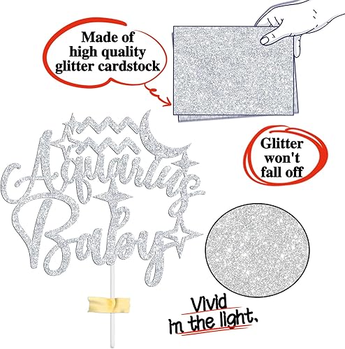 Miniatura 6 de Acuario - Decoración para pastel de cumpleaños de bebé, 12 temporadas del zodiaco acuariobebé de bienvenida, horóscopo, suministros de decoración de