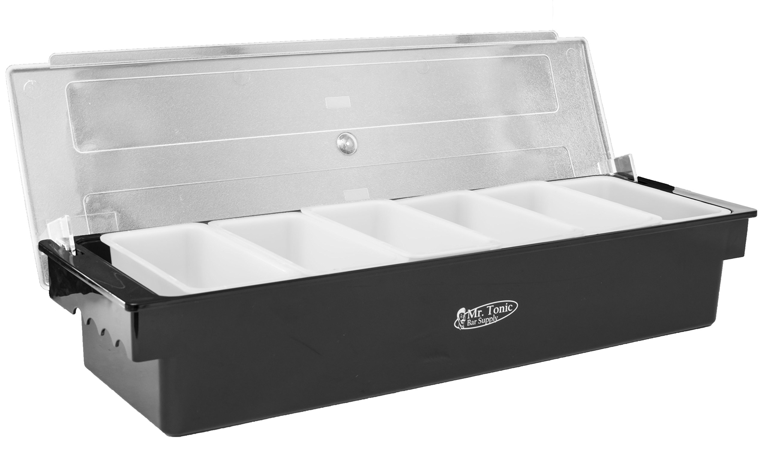 Mr. Tonic Black Plastic 6 Well Condiment Holder, Each
