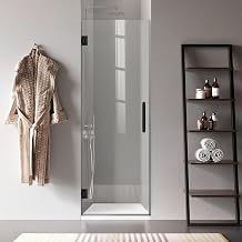 24" W X 72" H Single Swing Hinged Shower Door in Matte Black