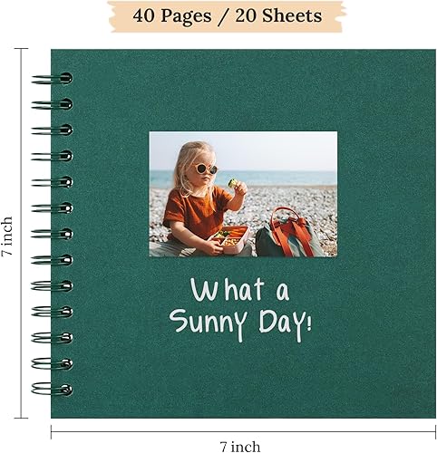 Vista 161 de Álbum de recortes de 8 x 8 pulgadas, álbum de recortes de papel kraft de tapa dura, álbumes de fotos, 40 páginas, perfecto para fotos de 4 x 6 / 5 x