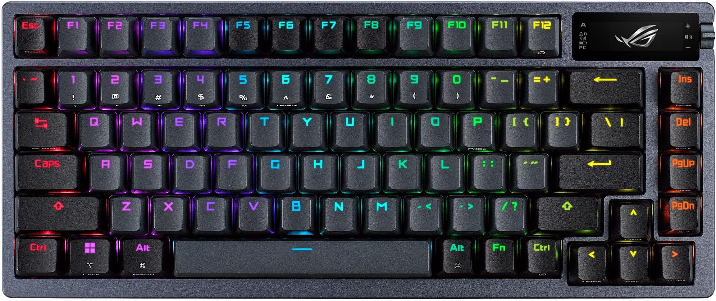 ASUS ROG Azoth 75% Wireless DIY Custom Gaming Keyboard, OLED Display, Gasket-Mount, Three-Layer Dampening, Hot-Swappable Pre-lubed NX Brown Switches & Keyboard Stabilizers, ABS Keycaps, RGB-Black