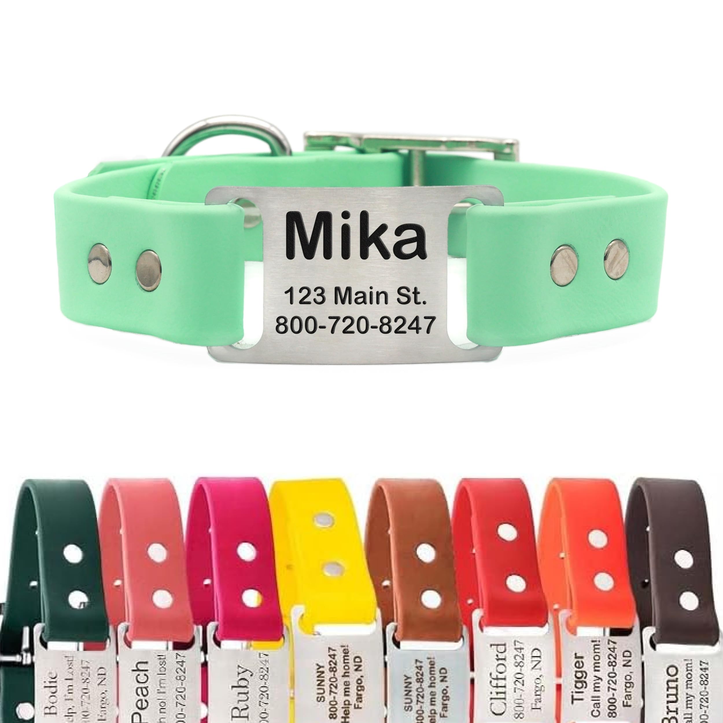 dogIDs Personalized Dog Collar – ScruffTag Custom Waterproof Biothane Dog Collar with Laser-Engraved Name, Durable & Odor-Resistant – USA Made | Mint,