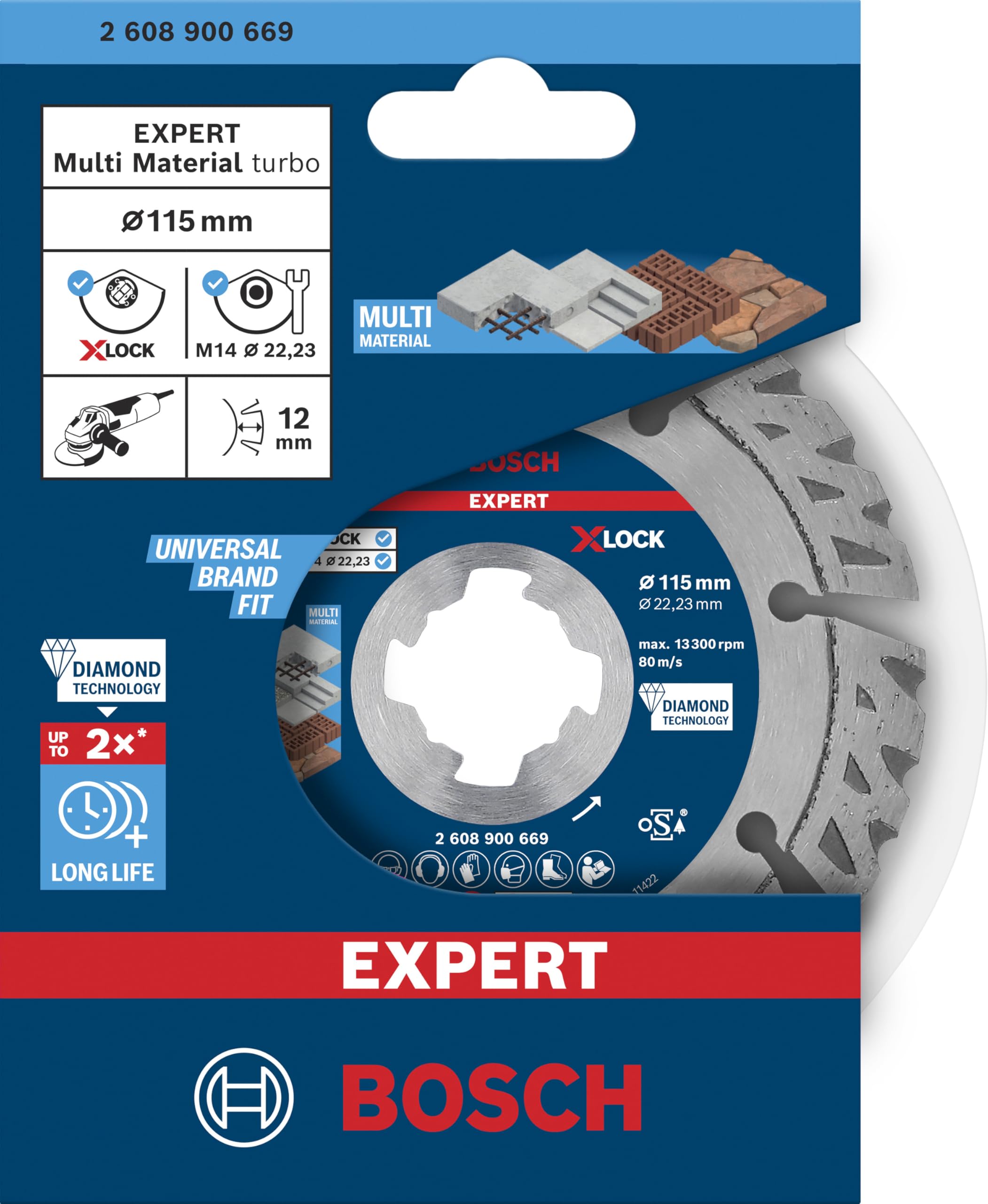 Bosch 1x EXPERT Multi Material diamantdoorslijpschijven (voor Beton, Gewapend beton, 450 mm, Professional Accessoires Tafelcirkelzaag, Benzinezaag