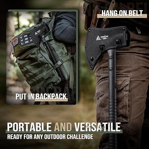 Miniatura 4 de Freelander Hacha de campamento con funda, hacha táctica afilada con clip y abridor de botellas, martillo táctico Tomahawk, hacha de supervivencia