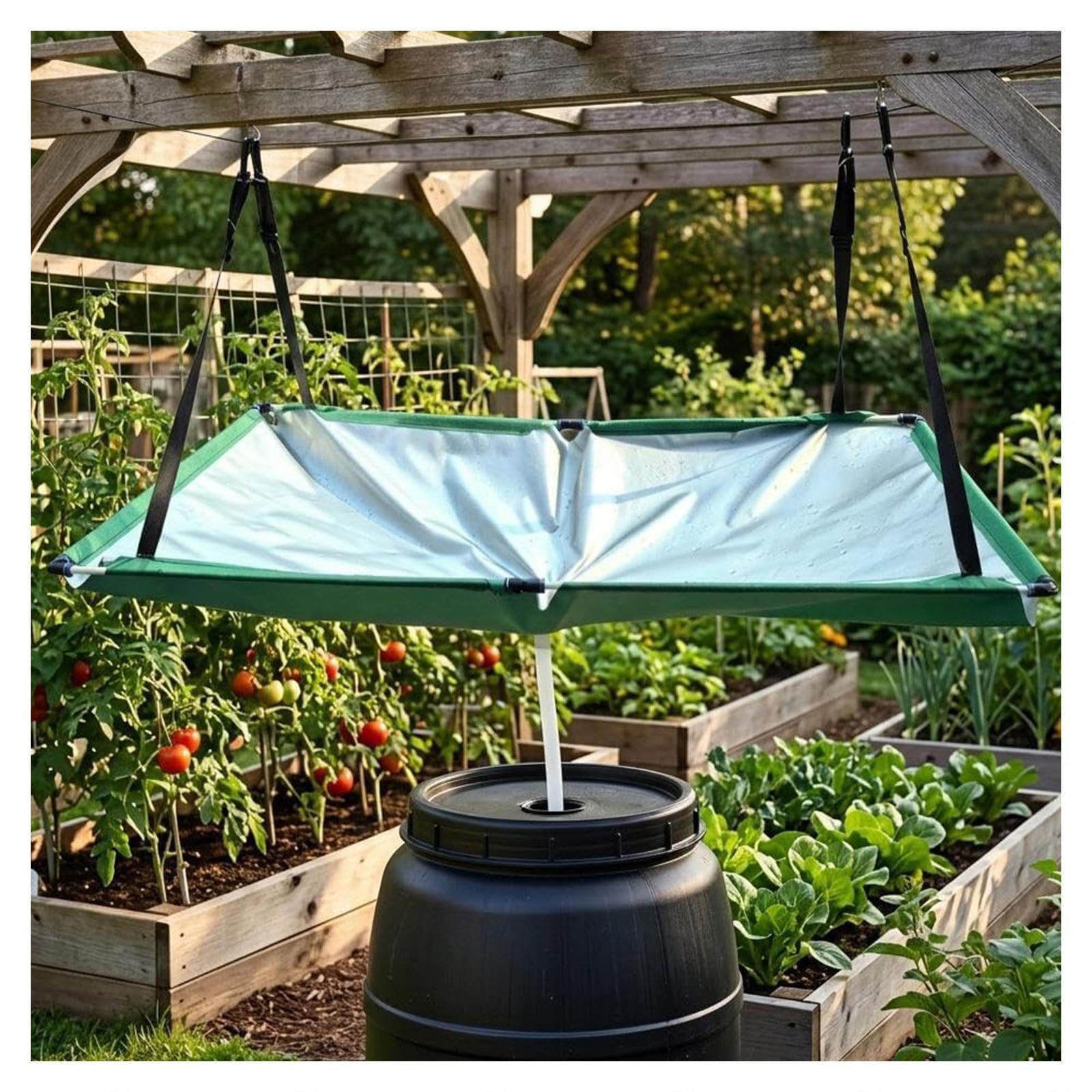 Raccoglitori D'acqua Piovana per Giardino Con Sistema Di Filtraggio E Raccordo per Tubo Recipiente per La Raccolta Dell'acqua Piovana Per Prato, Cortile, Giardino, Balcone E Campeggio,3pc