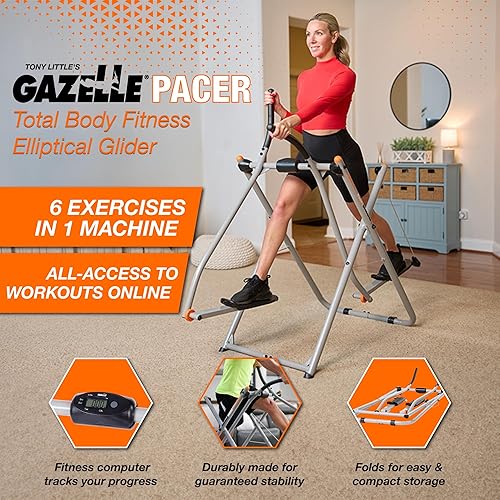 Miniatura 7 de Gazelle Tony Little Total Body Fitness Ejercicio Elíptico Glider soporta 250-300 libras con diseño de bajo impacto para gimnasio en casa