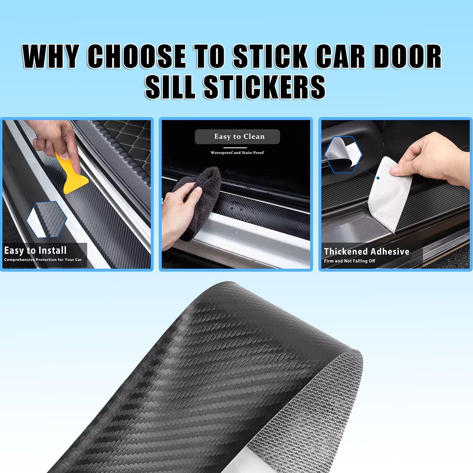 4 Pezzi Car Battitacco Adesivi Soglie Antiscivolo,Battitacco Auto Personalizzato Compatibile con JEEP Renegade Battitacco Auto Guardia Porta Soglia Anti-Graffio
