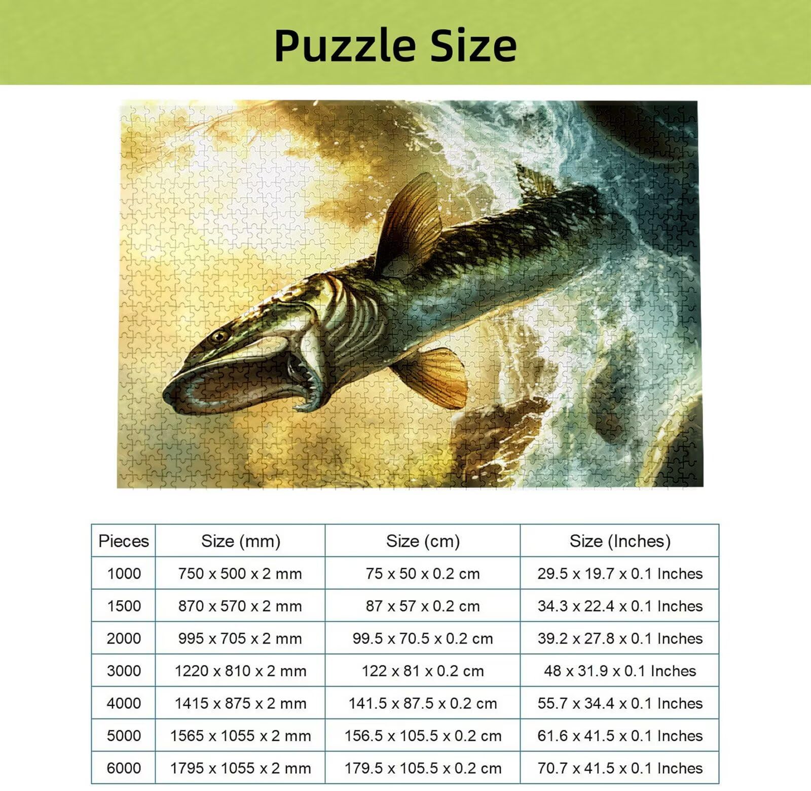 Puzzle 2000 sztuk dla dorosłych dzieci, puzzle drewniane fale dla dorosłych, wymagające łamigłówki wędkarskie, rodzinne gry edukacyjne, łamigłówki z pudełkiem do dekoracji domu, prezent dla kobiet H