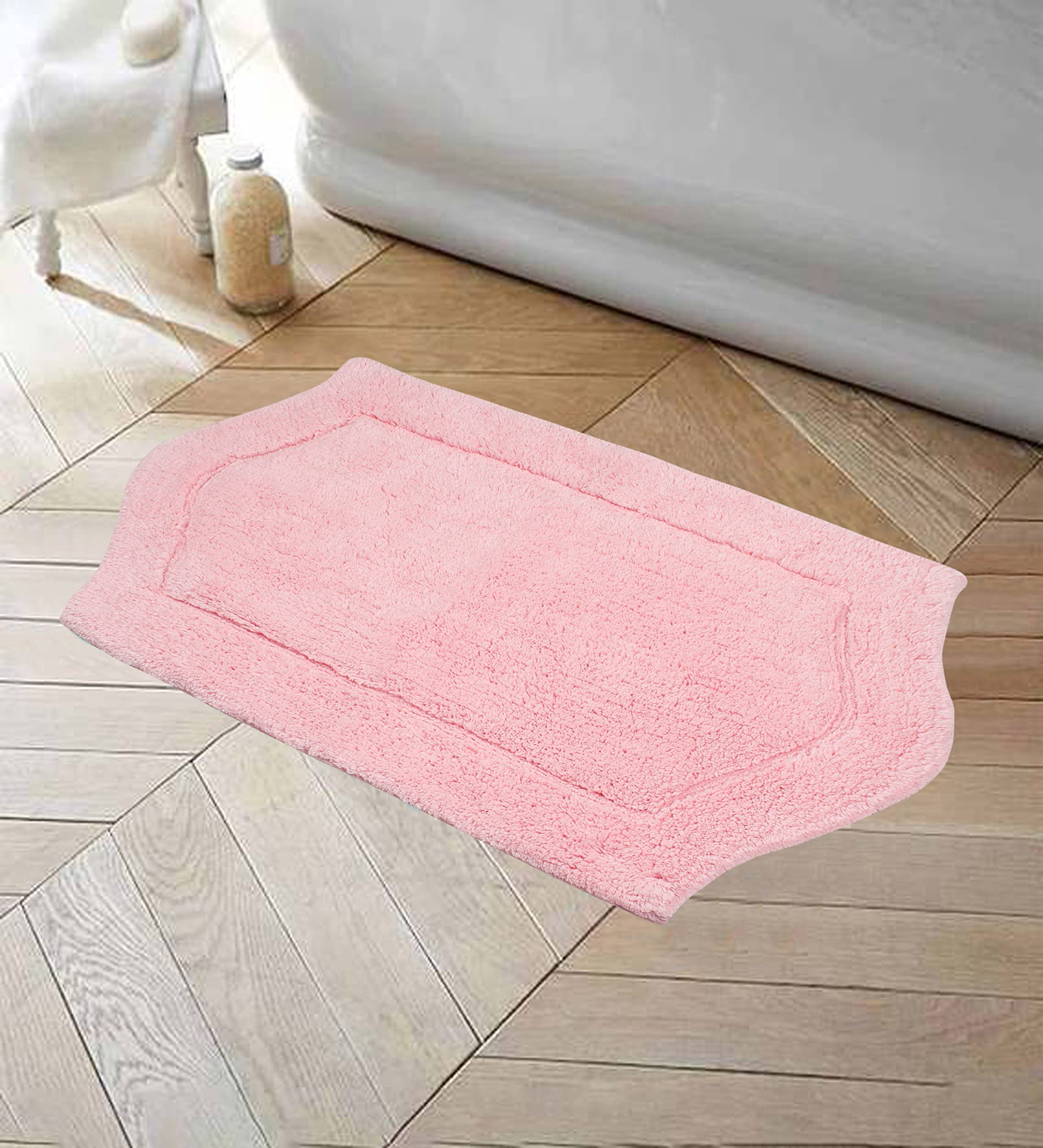 Home Weavers Waterford Collection 100% Cotton Tufted Bath Rug, Extra Soft and Absorbent Bath Rugs, Non-Slip Bath Mats, Machine Washable Bath Mats for Bathroom, 21"x34" Rectangle, Pink