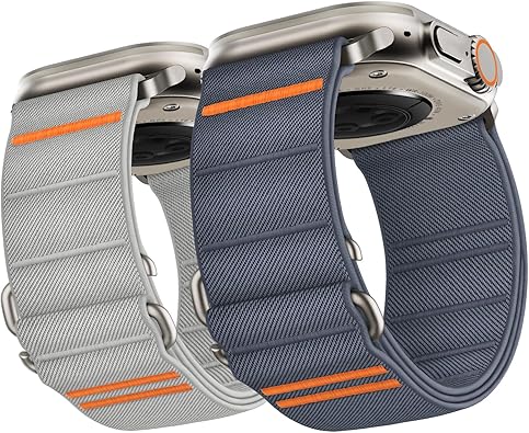Suitisbest 2 Pack Sport Band متوافق مع Apple Watch Ultra Band 49 مم 46 مم 45 مم 44 مم 42 مم 41 مم 40 مم 38 مم، حزام حلقة رياضية قابلة للتمدد لسلسلة iWatch 11 10 9 8 7 6 5 4 3 2 1، SE 3 2 1، الترا 3 2 1
