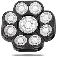 Vista 9 de Cabezales de repuesto para afeitadora de cabeza magnética, 7 cuchillas rotativas impermeables de doble anillo para hombres calvos, compatibles
