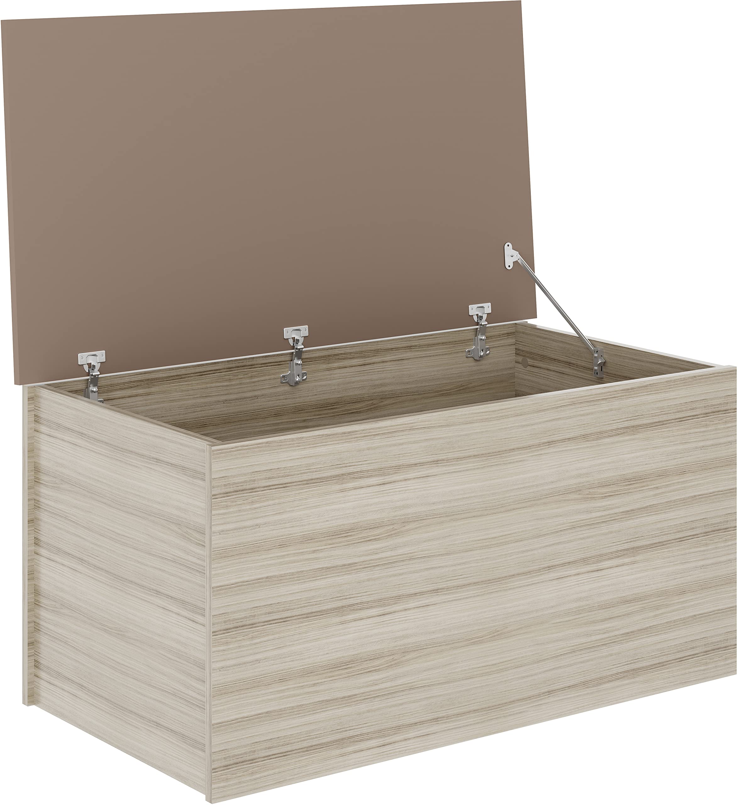Seconique Nevada Storage Blanket Box Ottoman Oyster Gloss And Oak Effect Veneer Light
