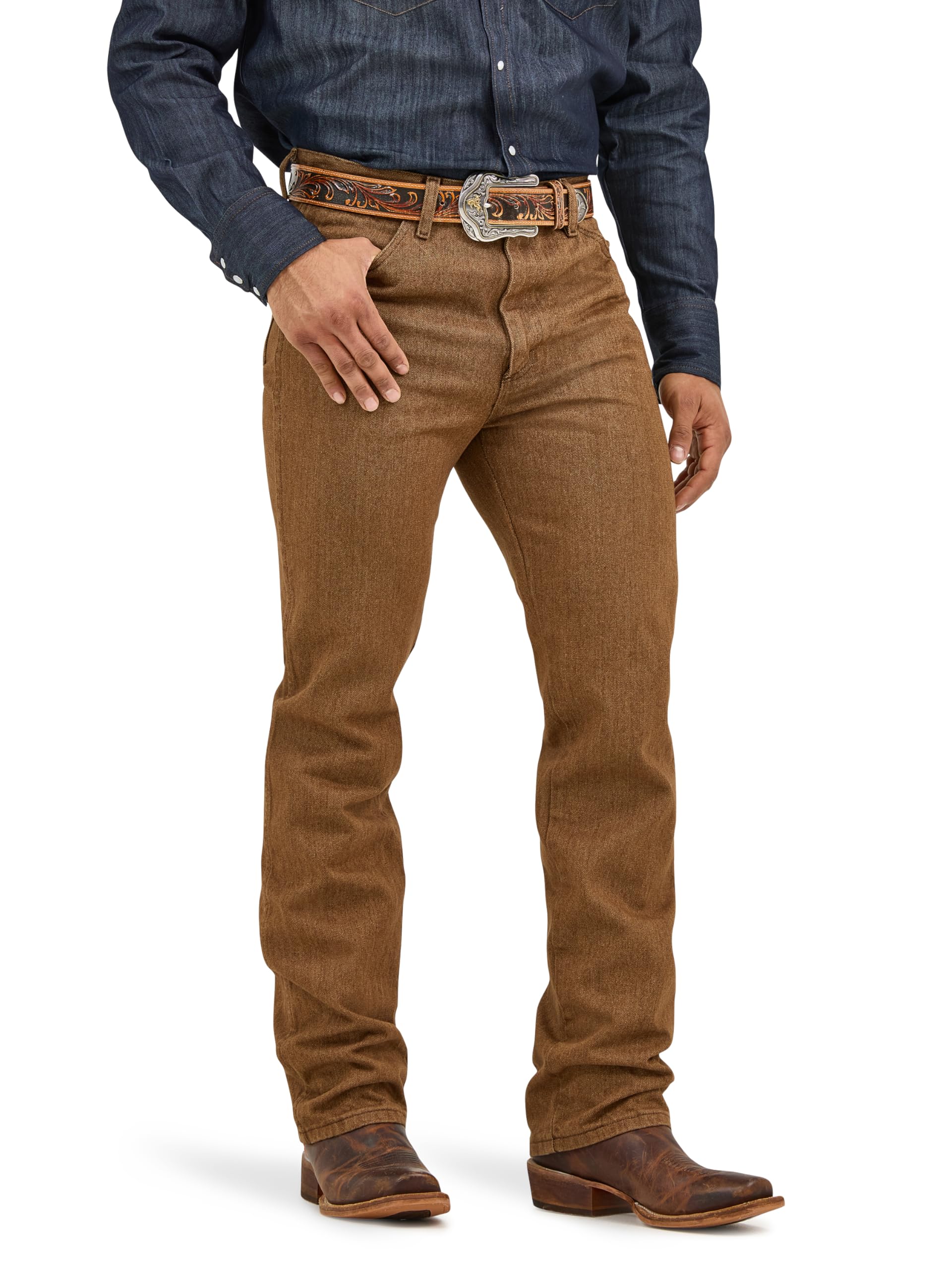 Wrangler Men's Cowboy Cut Slim Fit Jean Jeans, Black Whiskey, 33W / 34L