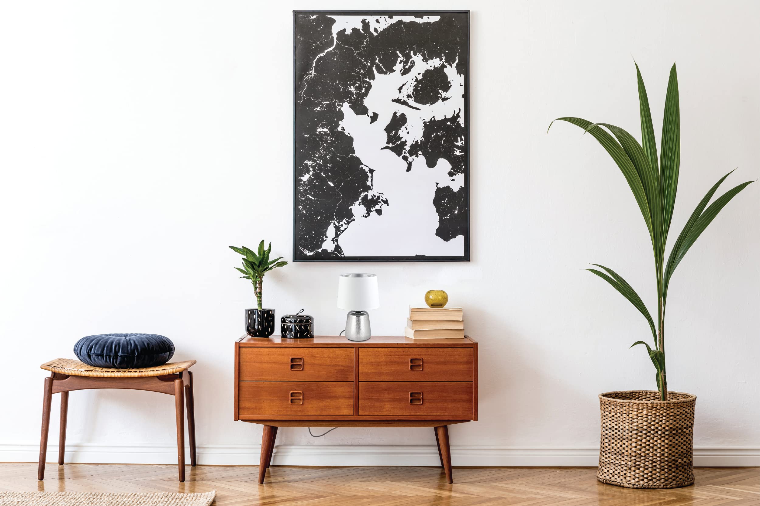 Eglo Lampada Da Tavolo Manalba 1, Base In Ceramica Oro, Paralume In Tessuto Nero E Oro, Per Comodino E Soggiorno, Attacco E14 - 2