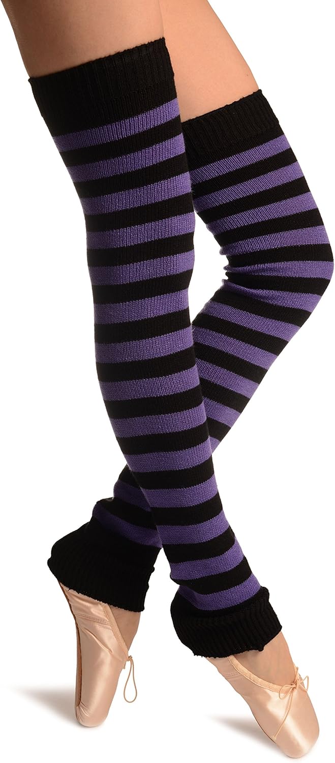 LissKiss Purple & Black Stripes Dance/Ballet Leg Warmers Leg Warmers