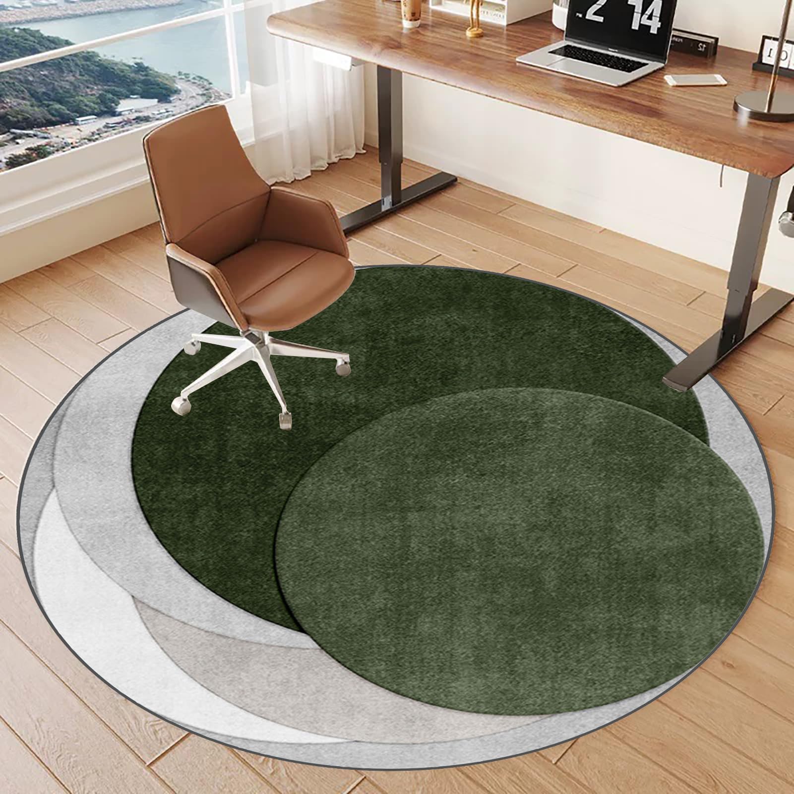Tkuhknag Office Chair Mat for Carpet Floor, 110 cm Carpet Protector Chair Mat, Round Gaming Chair Mat for Desks Non-slip, Office and Home, Protects Floors for Low and No Pile Carpeted Floors