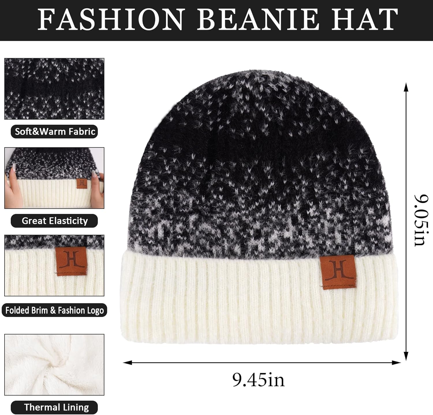 Womens Winter Knit Beanie Hats and Touchscreen Gloves Long Scarf Set with Warm Fleece Lined Skull Caps Scarves for Women - Image 2