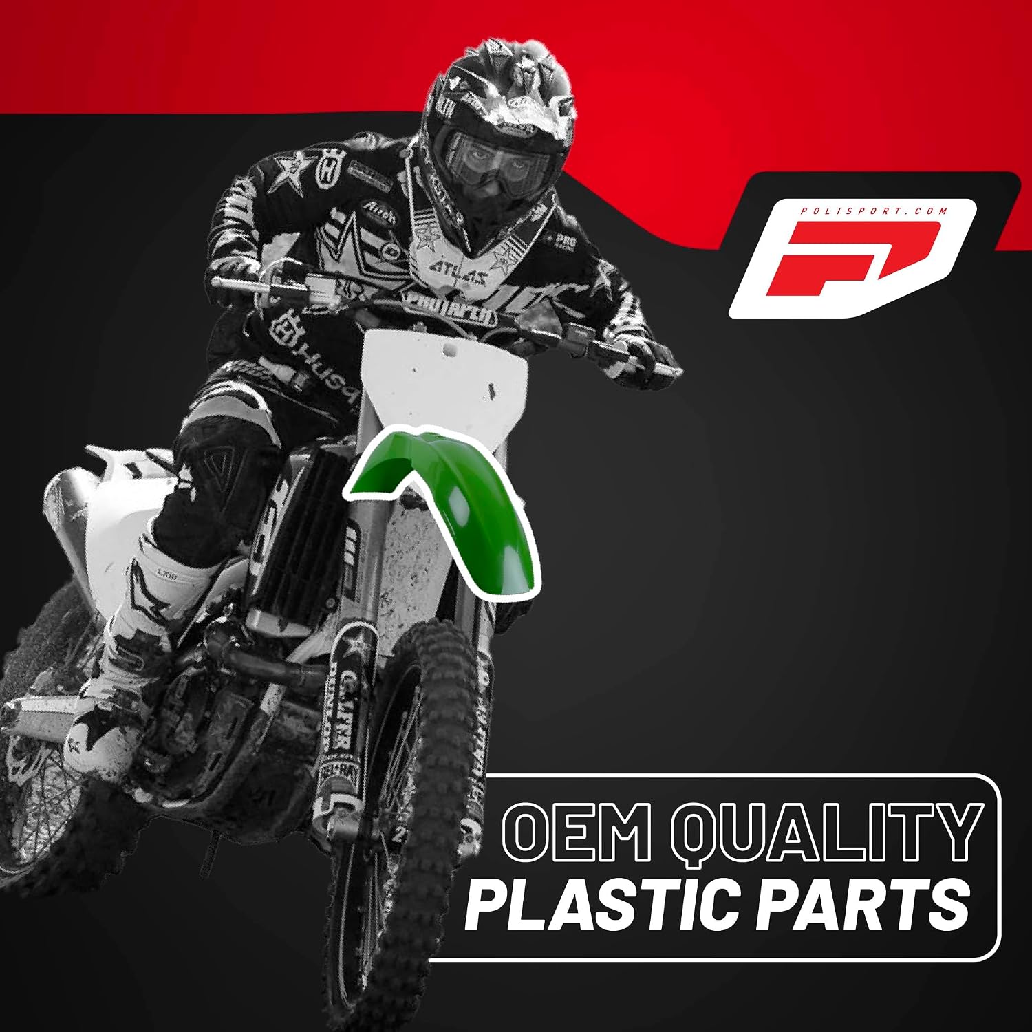 Polisport Motocross (MX) Replica Plastic Kit for Kawasaki KX 65 (2000-25) – OEM Quality, Durable, Flexible Green/White