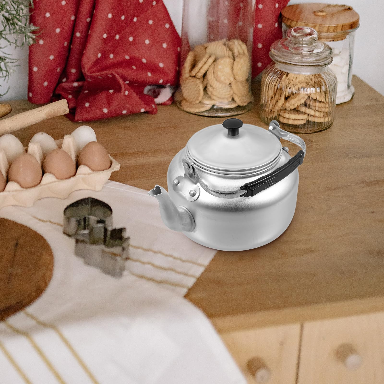 PRETYZOOM Bouilloire Aluminium 1.2L Avec Filtre Infuseur Et Poignée Ergonomique Théière Portable Pour Maison Camping Café Et Restaurant