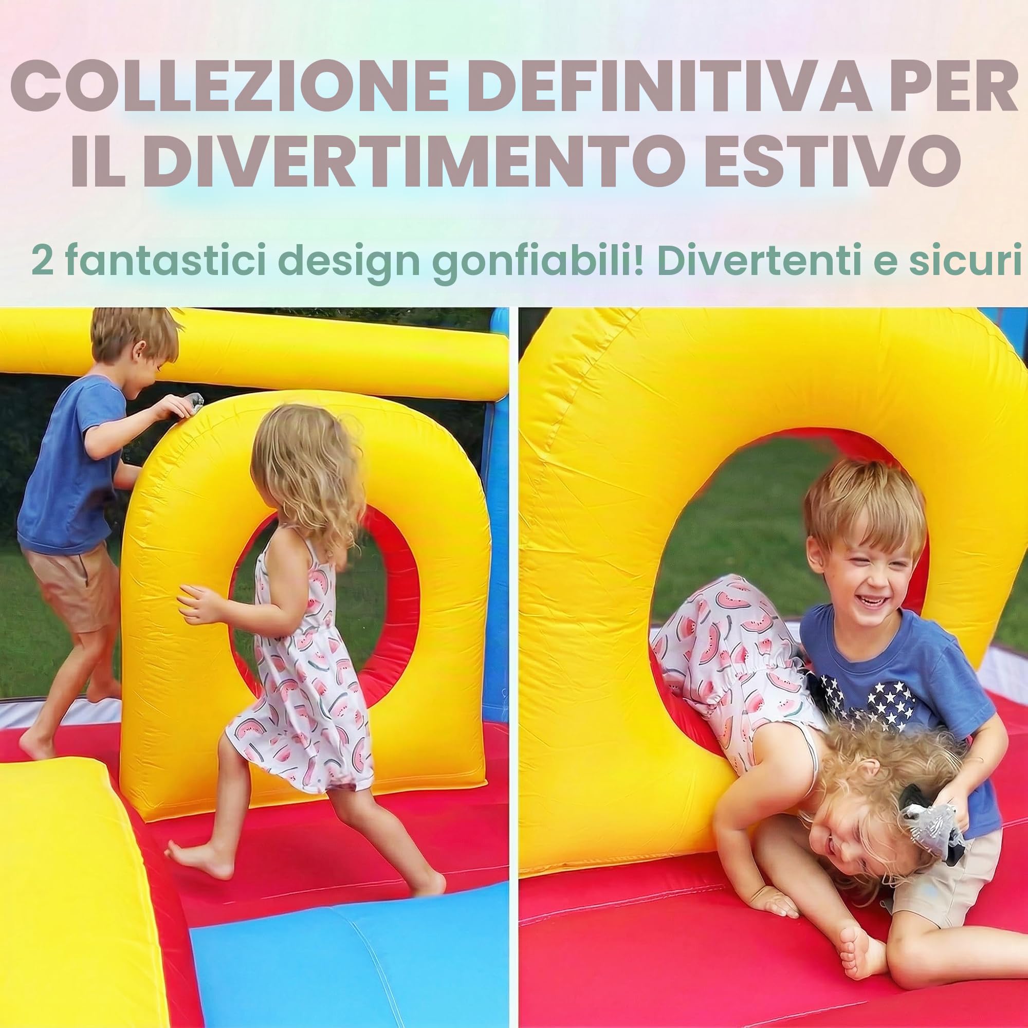 Castello gonfiabile per bambini da 3 a 6 e 8 a 12 grandi, 384 x 274 cm, con ventilatore, doppio scivolo, per interni ed esterni, per feste