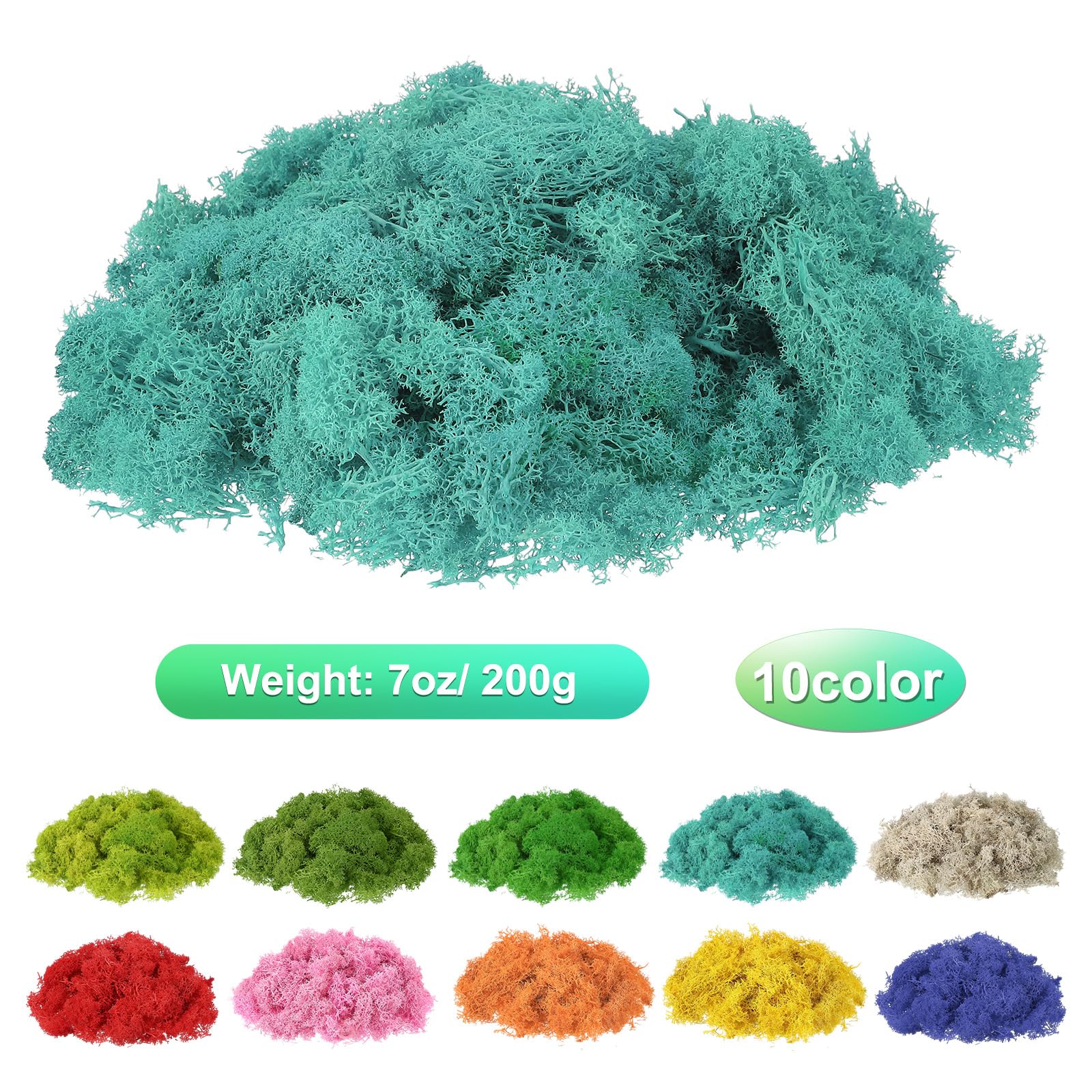 uxcell Preserved Reindeer Moss, 7oz Fake Moss for Crafts Artificial Dried Moss for Decoration Terrariums Potted Plants, Blue