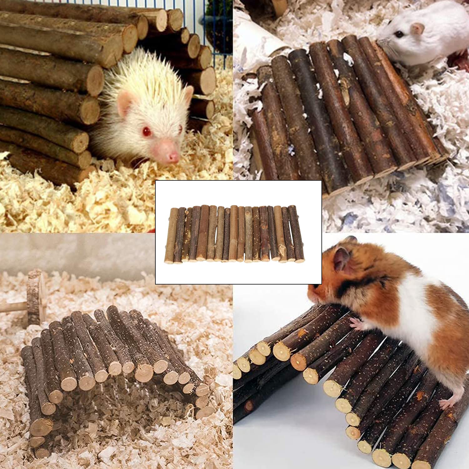 2 Pezzi Nido per Criceti e Uccelli di Cocco, Giocattoli Arrampicata con Scala, per Il Posatoio e La Ricreazione degli Animali Domestici