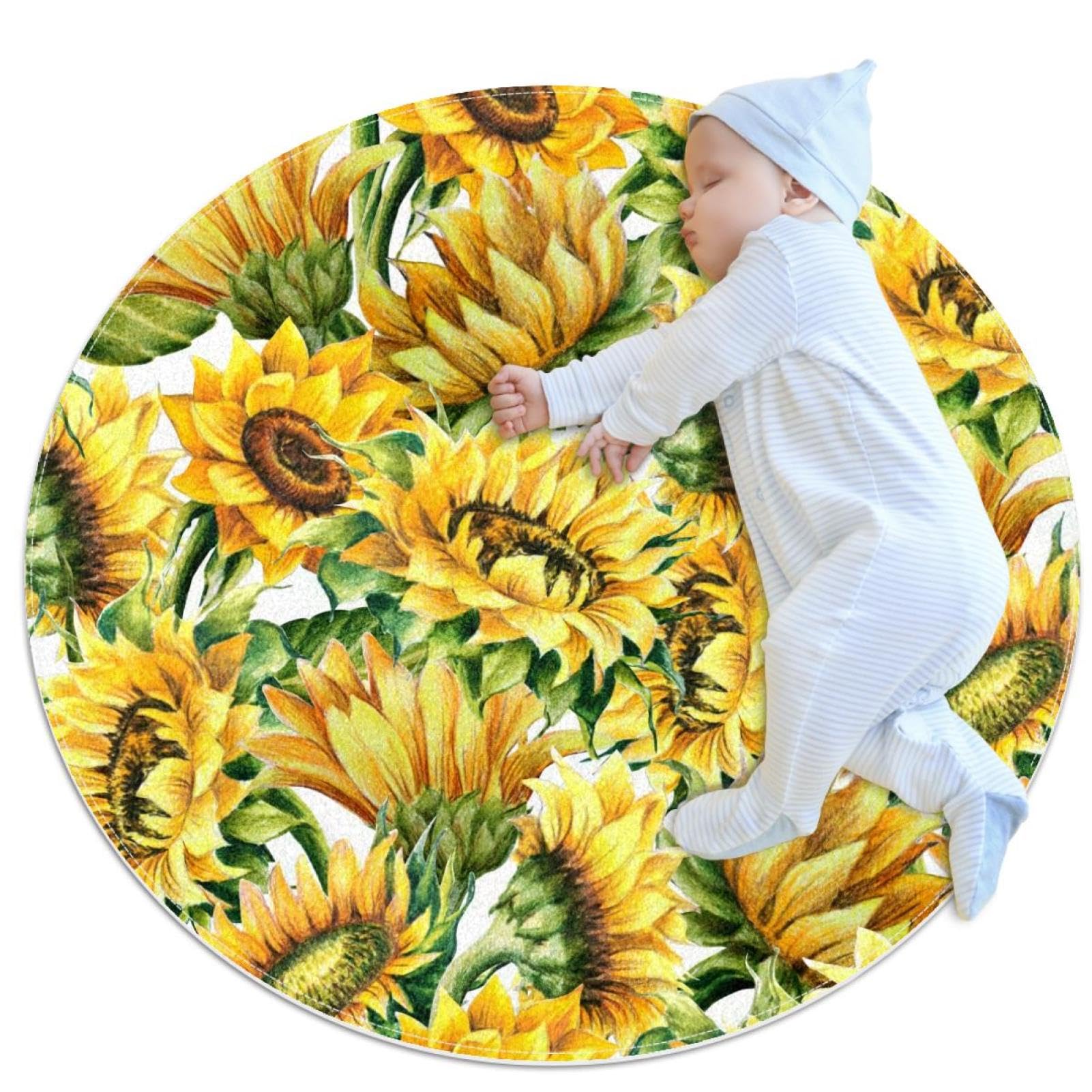 Tapis de salle de bain tournesol antidérapant déco aquarelle pour chambre enfant