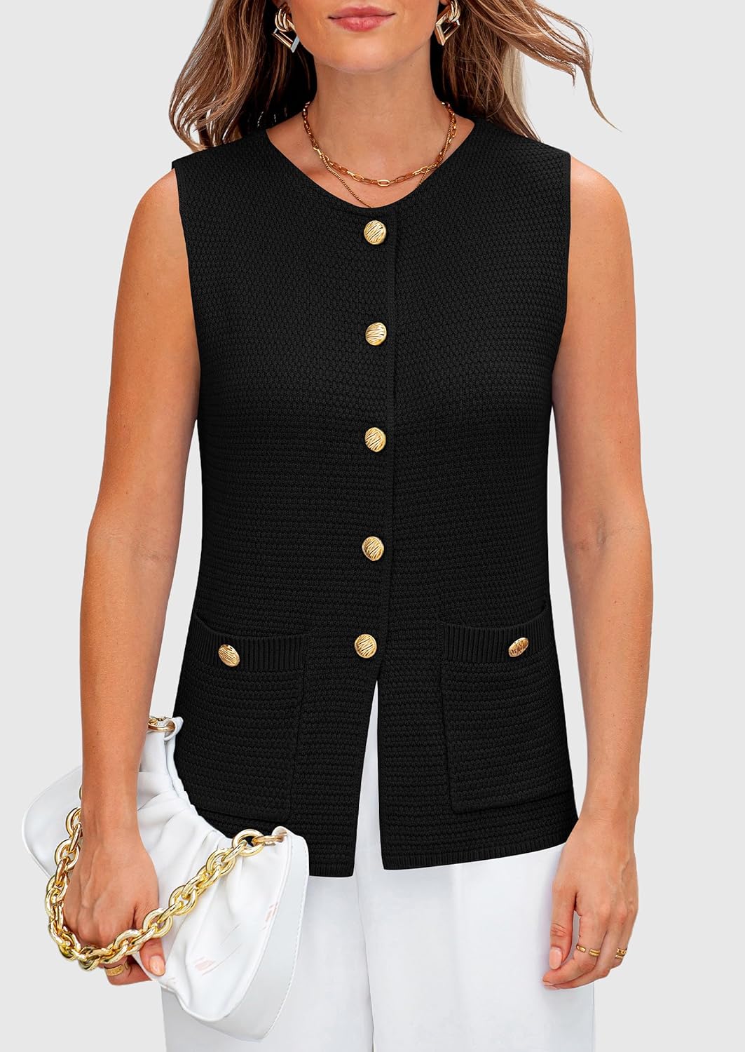 PRETTYGARDEN Women's 2026 Spring Sweater Vest Sleeveless Button Down Knit Cardigan Tank Tops Summer Business Casual Outfits - Image 6