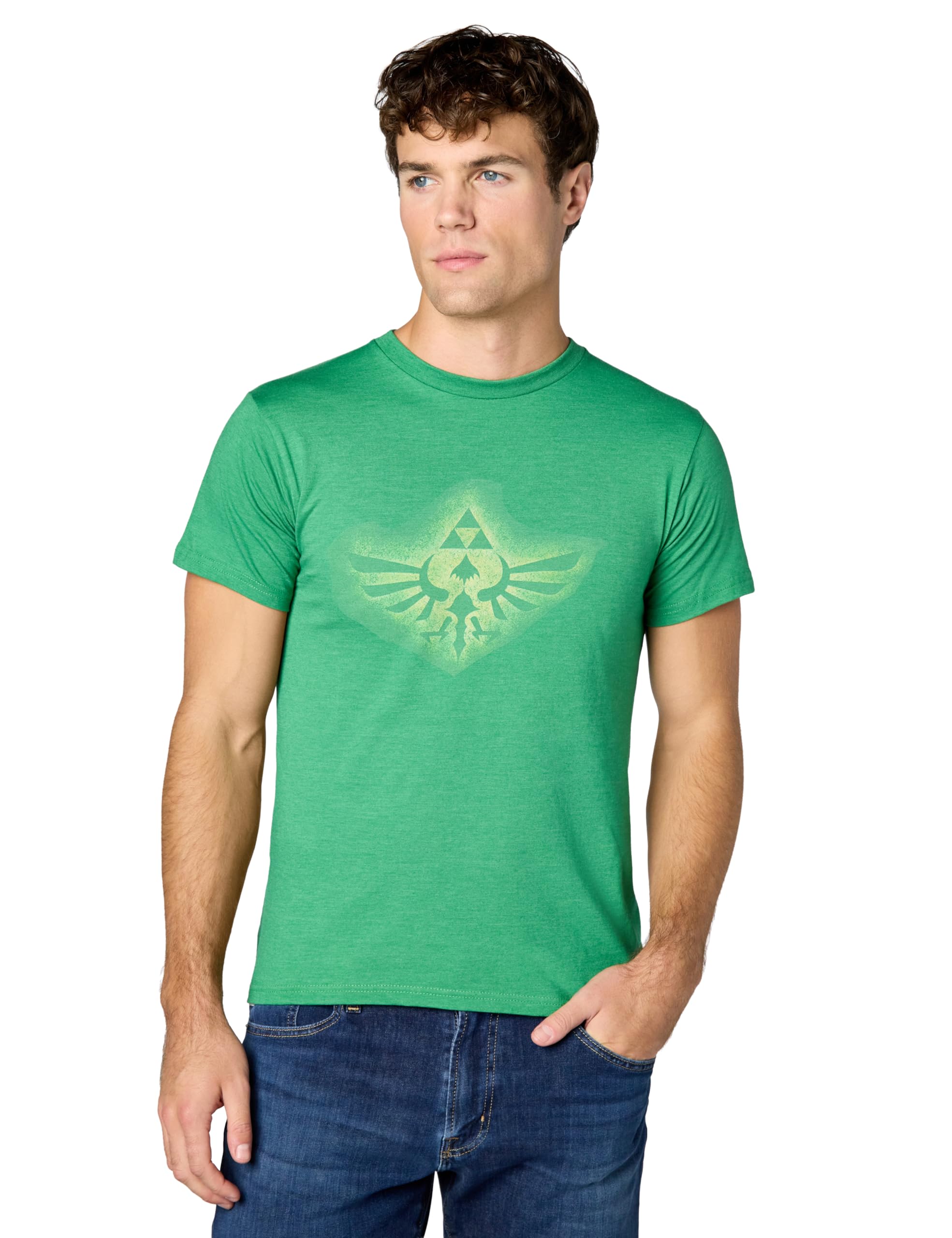 Nintendo Men's Soaring Triforce T-Shirt, Kelly Heather, S