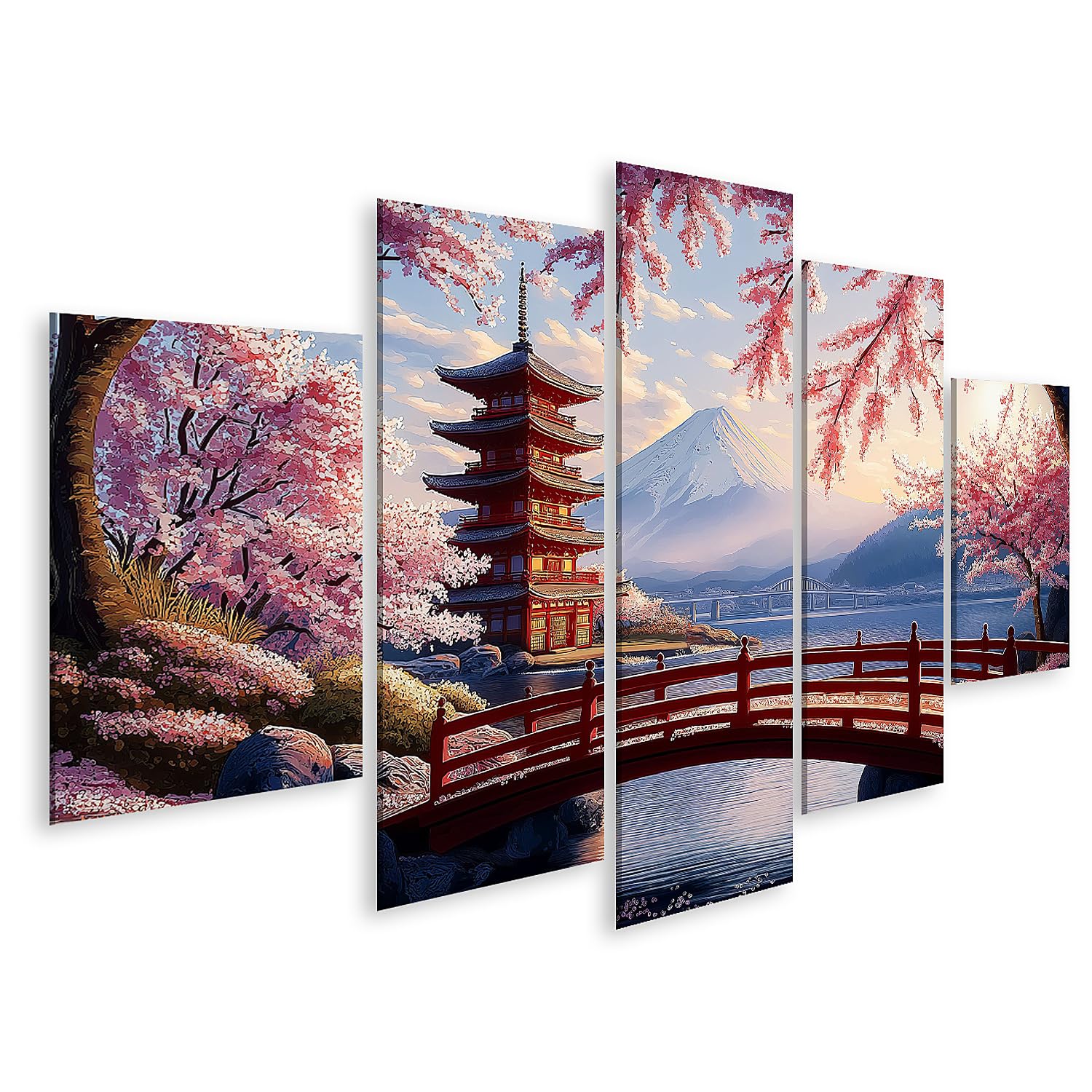 islandburner Quadro su tela Paesaggio giapponese a fiori di ciliegio con montagna Fuji per soggiorno amanti dell'arte immagini murali poster