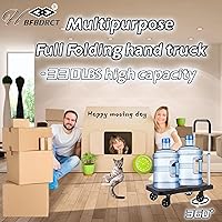 Vista 3 de Carro plegable de mano resistente mejorado con ruedas, carrito portátil de 330 libras, mango ajustable para equipaje, mudanzas, viajes, compras