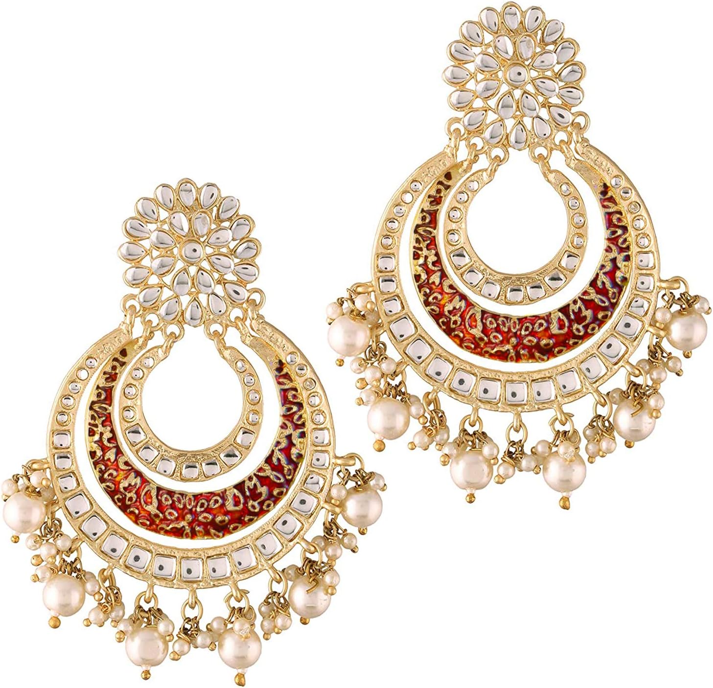 Aheli Classy Traditional Chandbali Earrings Indian Wedding Bridal Bollywood Fashion Jewelry Gift for Women Blue