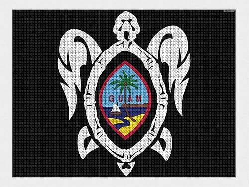 Kit de pintura de diamante 5D con bandera de Guam y tortuga por números, arte de pared redondo para decoración del hogar, sala de estar, 12 x 16