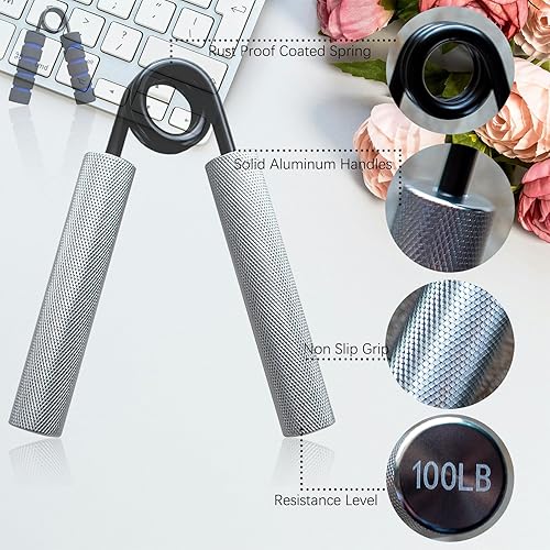 Miniatura 4 de Entrenador de fuerza de agarre, agarre antideslizante de metal, fortalecedor de agarre resistente, antebrazo de muñeca y ejercitador de mano
