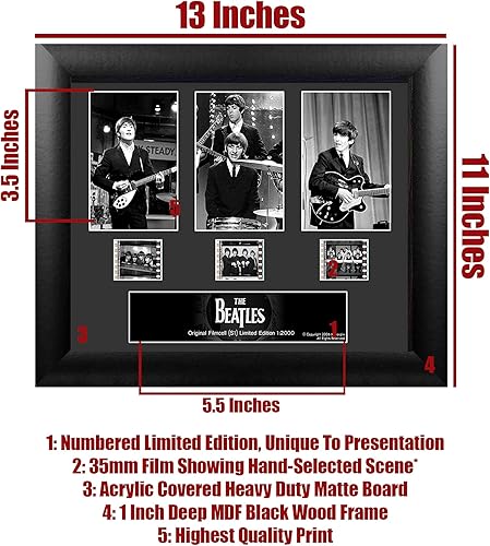 Miniatura 6 de FILMCELLS - The Beatles - Presentación de arte mural de edición limitada de 11" x 13" - Incluye tres clips de película de 1.378 in y certificado de