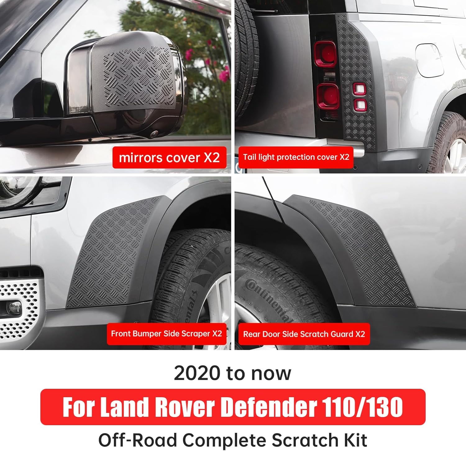 Anti-scratch kit for 2020-2026 Land Rover Defender 90 110 130 mirrors body front bumper rear door anti-scratch exterior taillight trim cover modification parts (Defender 110/130 (set of 8) matt black)