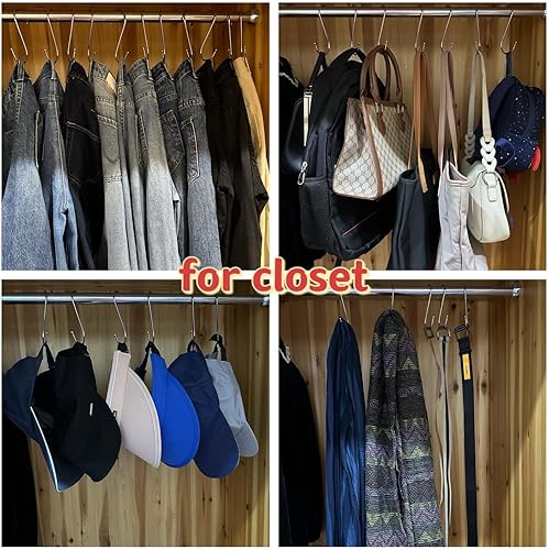 Miniatura 3 de Paquete de 32 ganchos en S de metal negro de 4.7 pulgadas para colgar resistentes, ganchos grandes en S para armario, colgar jeans, plantas, ollas y