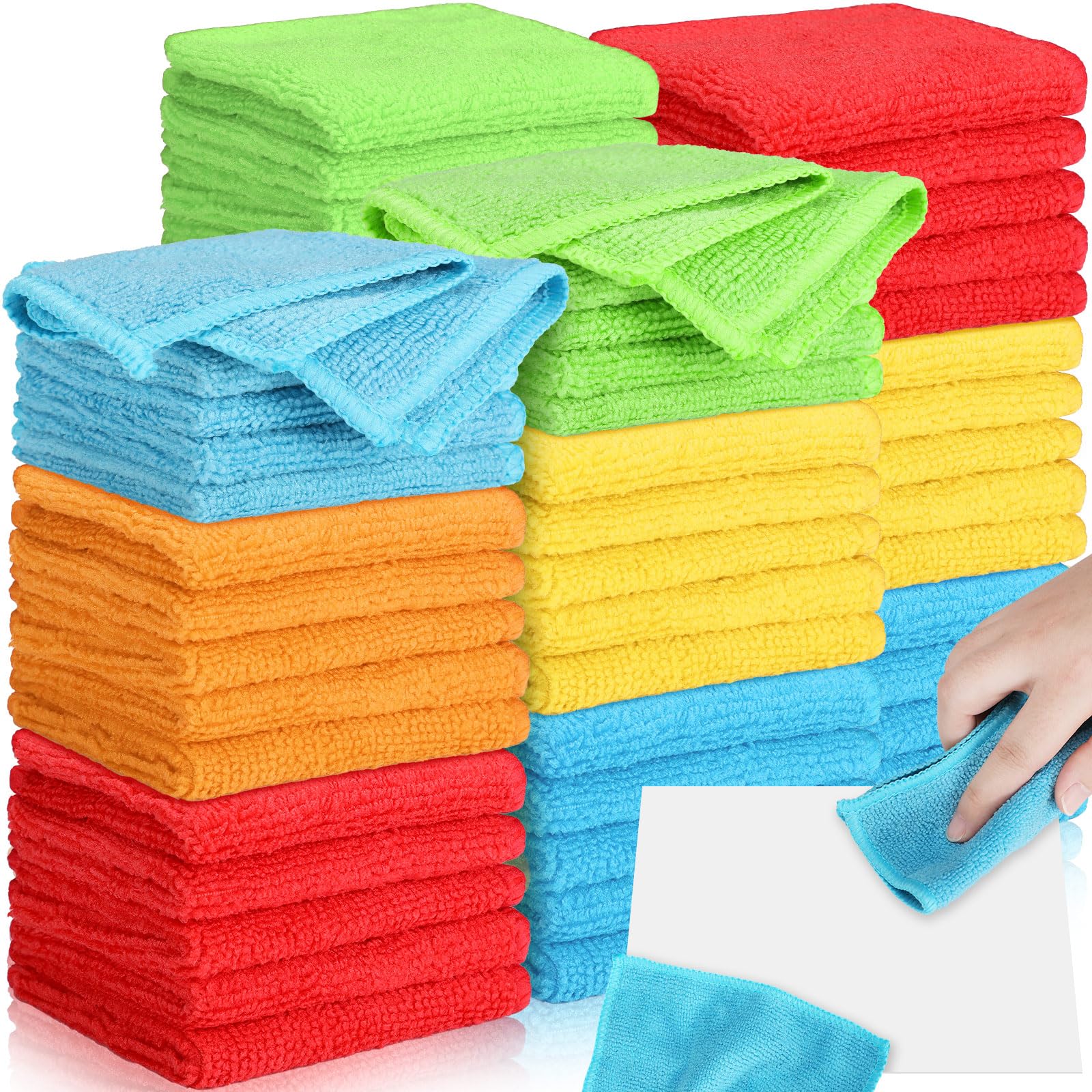 Shellwei 100 Pcs Microfiber Dry Erase Cleaning Cloth 6"x6" Absorbent Lint Free White Board Dry Erasers Reusable Cleaning Rag Bulk Microfiber Towels for Classroom Kitchen Screens Eyeglass